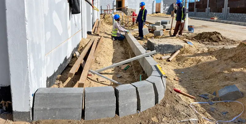 Kerb placement and alignment within external civil works.