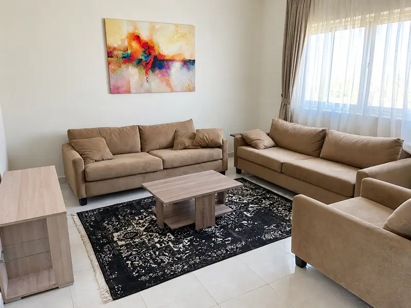 Residential seating, soft curtains and coordinated furnishings.